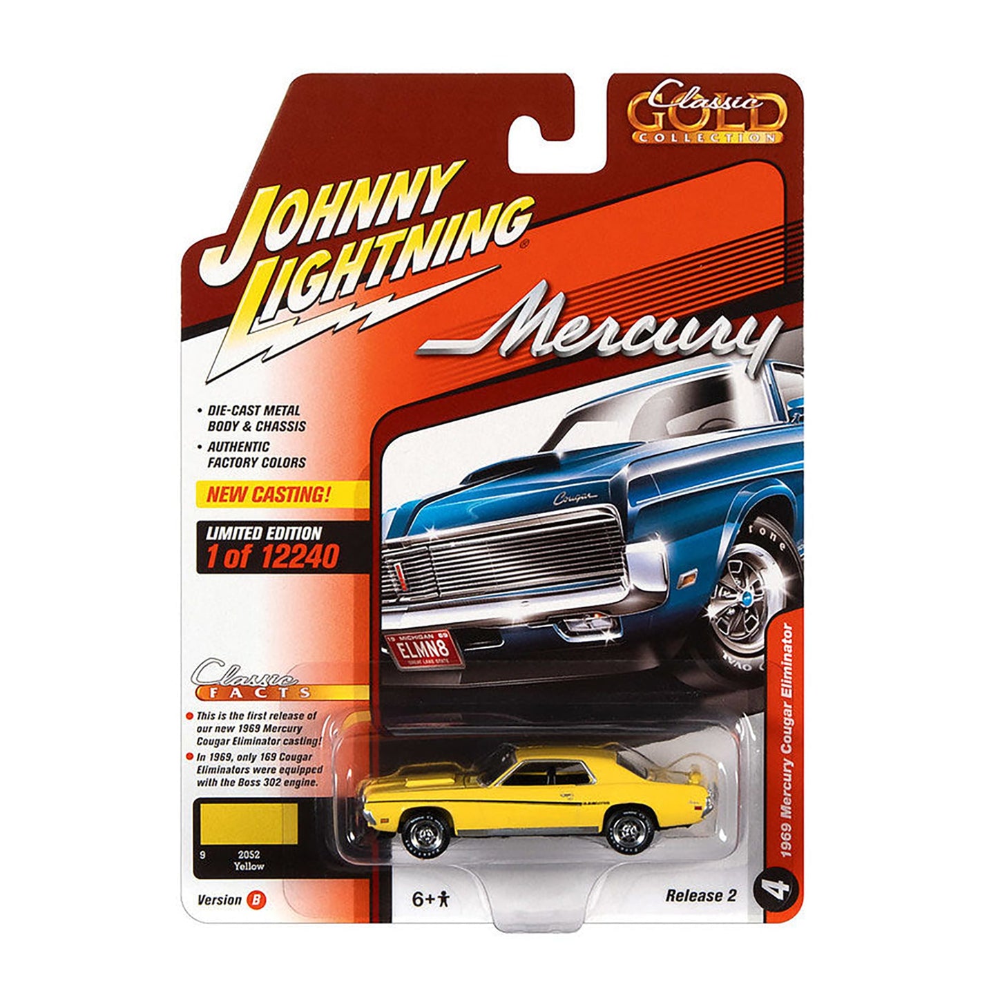 Yellow 1969 Mercury Cougar diecast model product image