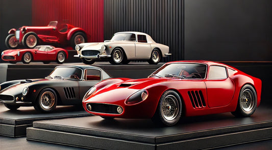 Header image featuring iconic Ferrari diecast models including the Ferrari 250 GTO and Ferrari LaFerrari.