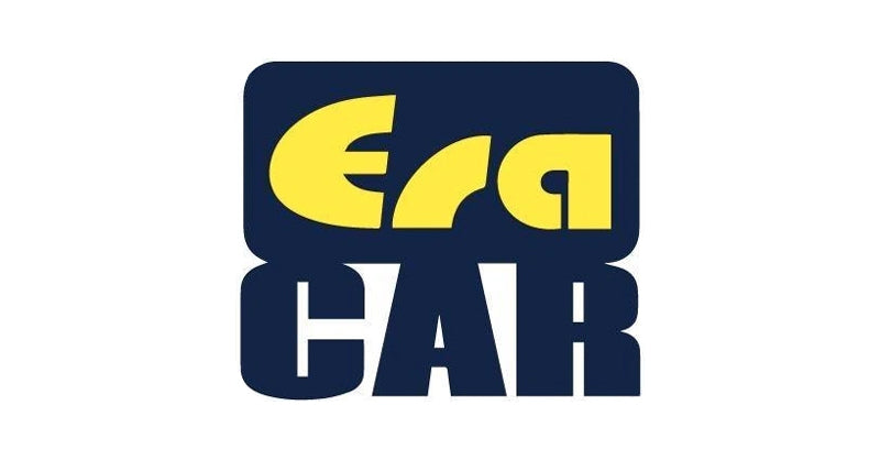 Era Car logo in a dark blue square with bold yellow and blue text reading 'Era Car' in a blocky font."