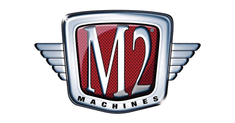 M2 Machines logo featuring a metallic shield with wings and 'M2' in bold, chrome lettering above 'Machines'.