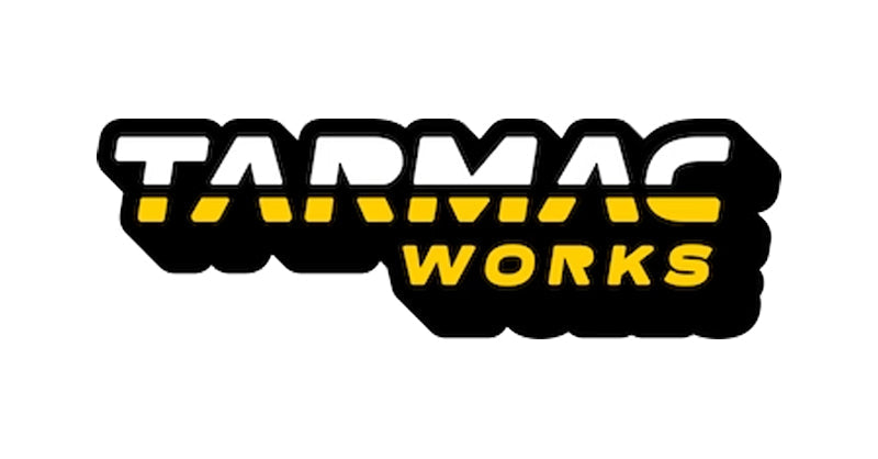 Tarmac Works logo featuring bold black and yellow text with a dotted pattern above 'Works'.