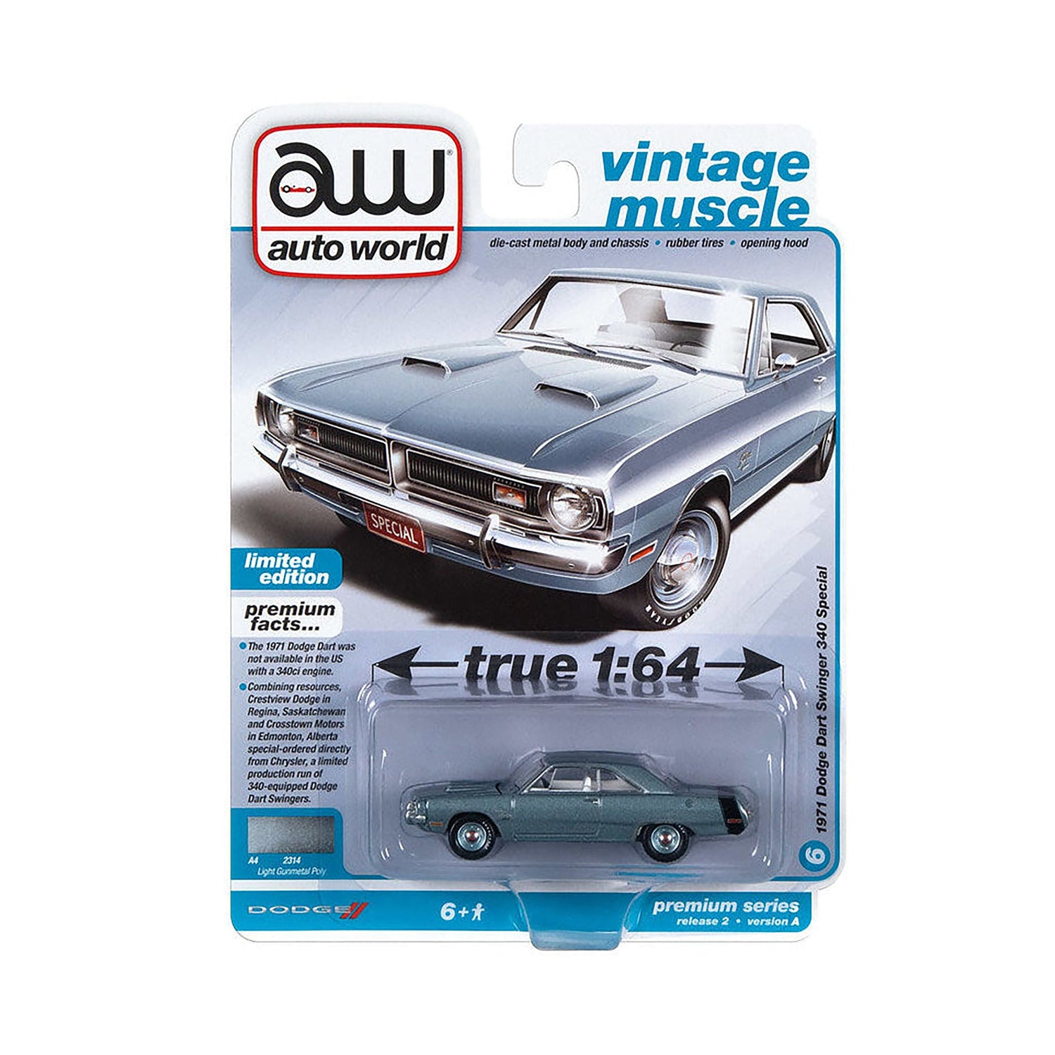 Gunmetal 1971 Dodge Dart diecast model product image