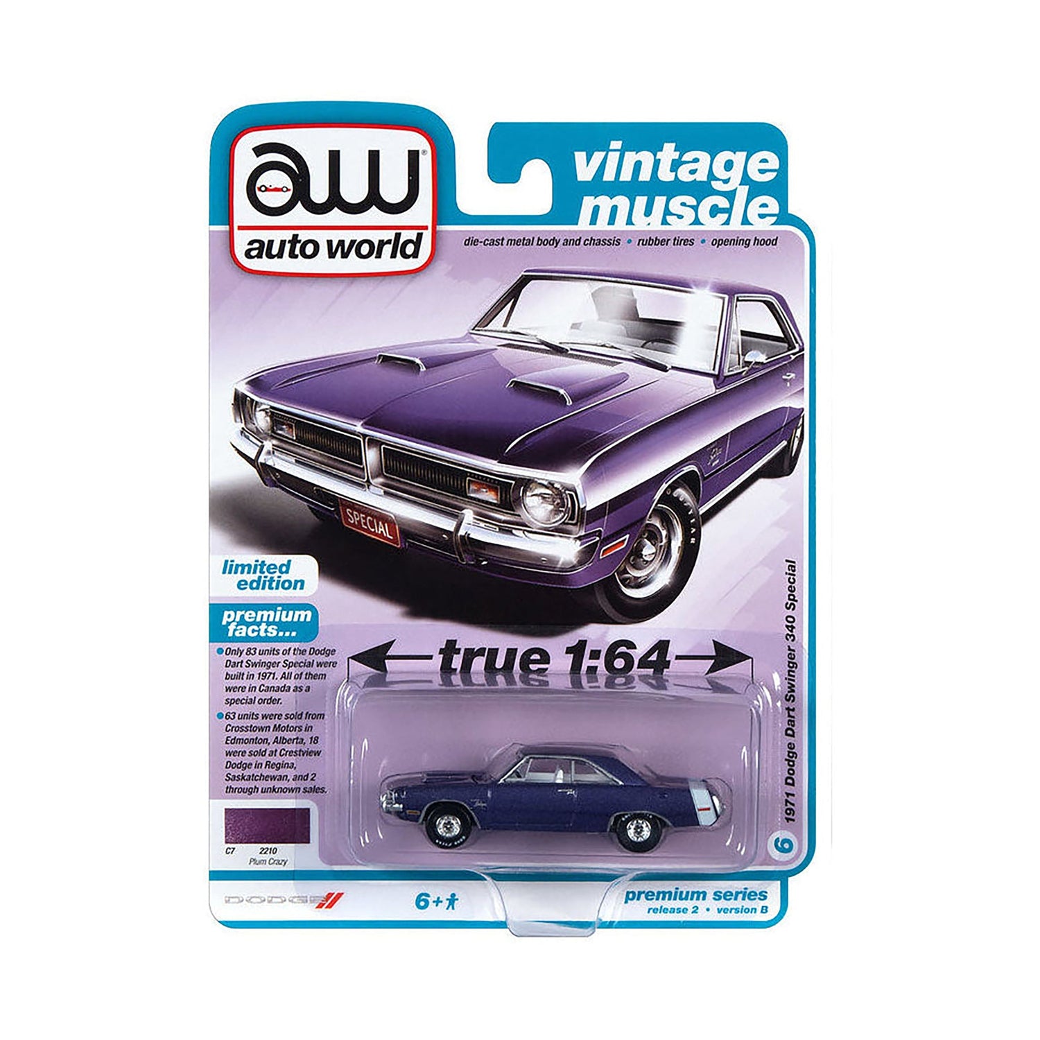 Purple 1971 Dodge Dart diecast model product image