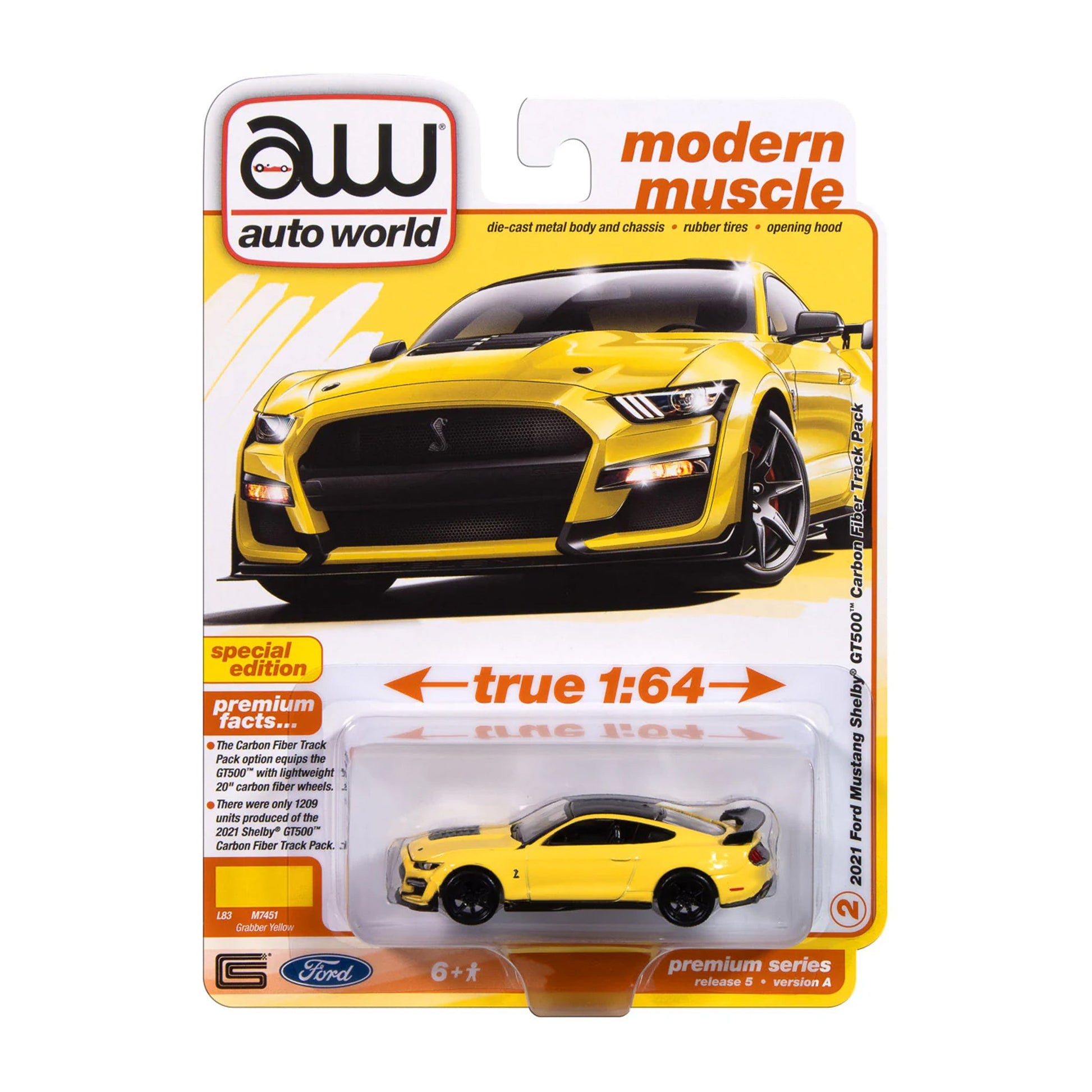 Yellow 2021 Ford Mustang diecast model product image