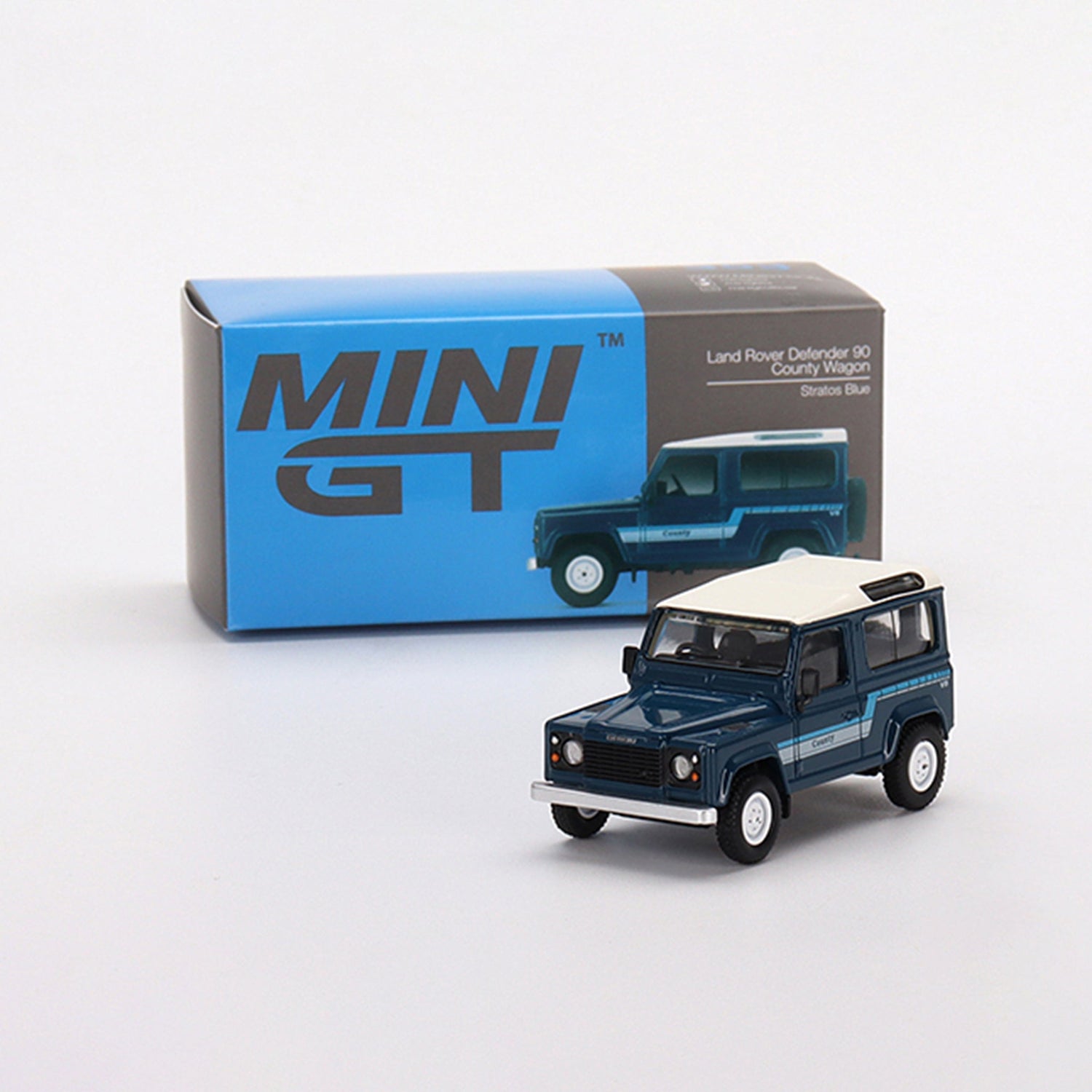 Stratos Blue Land Rover Defender diecast model product image