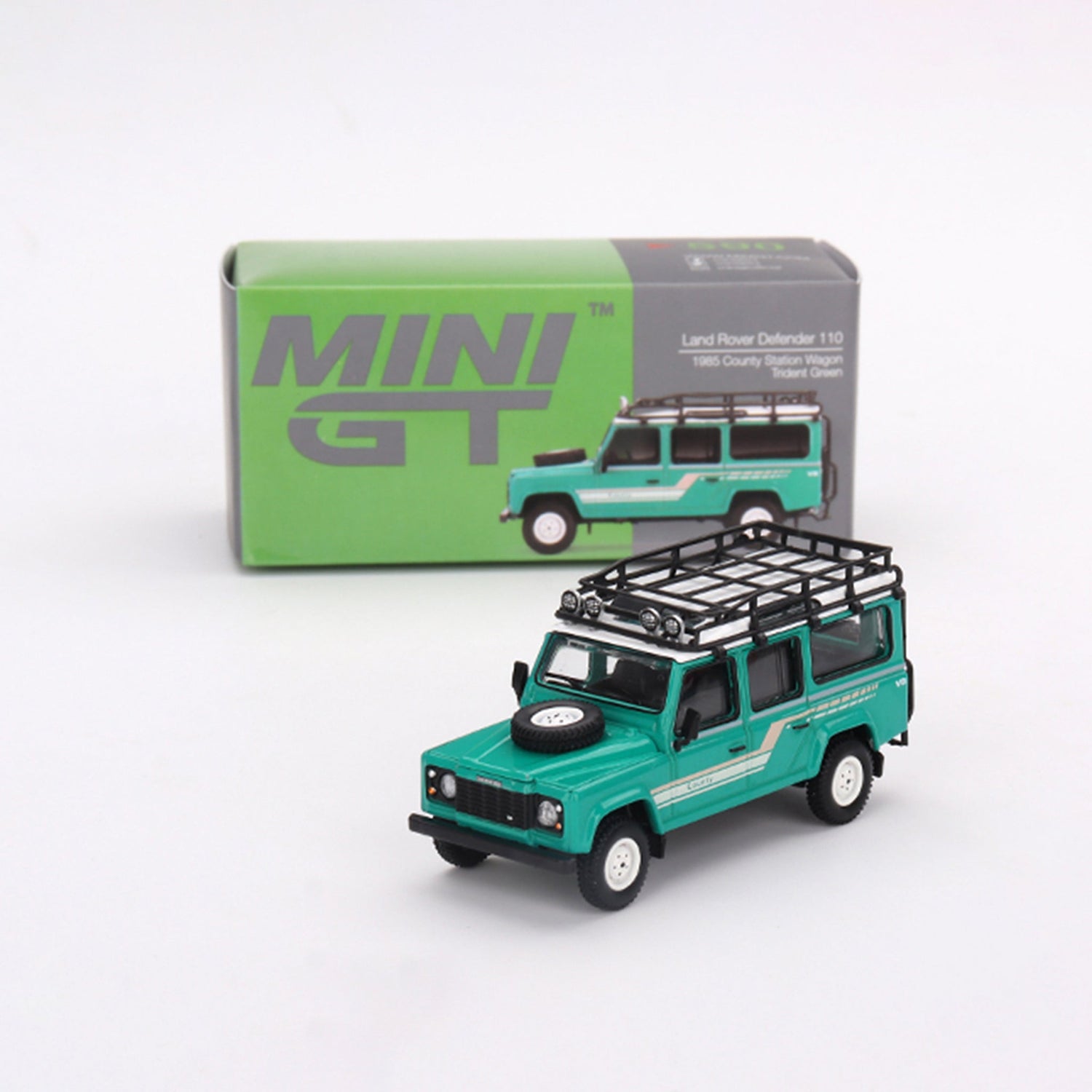 Green 1985 Land Rover Defender diecast model product image