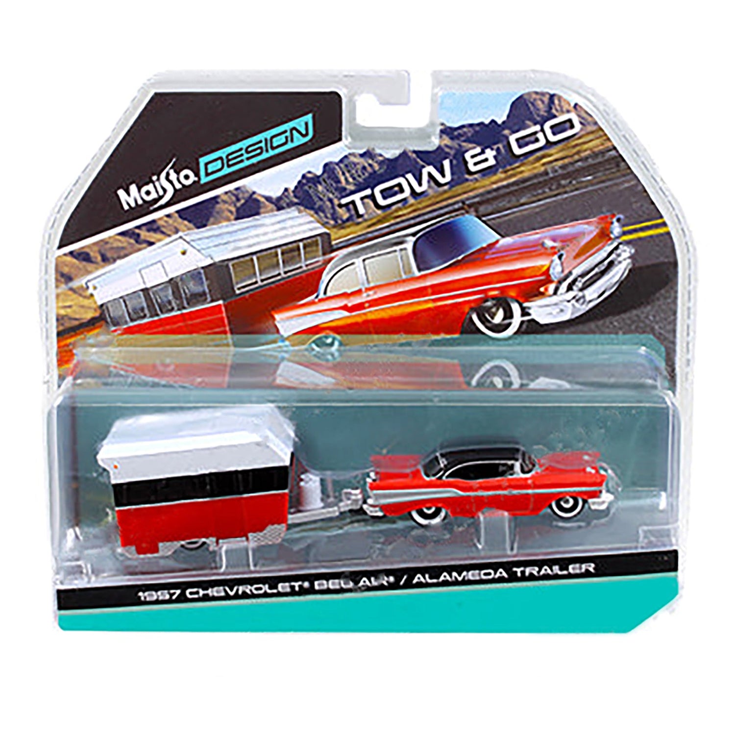 Red 1957 Chevrolet Bel Air diecast model product image