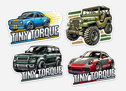 Tiny Torque Sticker Pack - 4 Custom Diecast Car Stickers